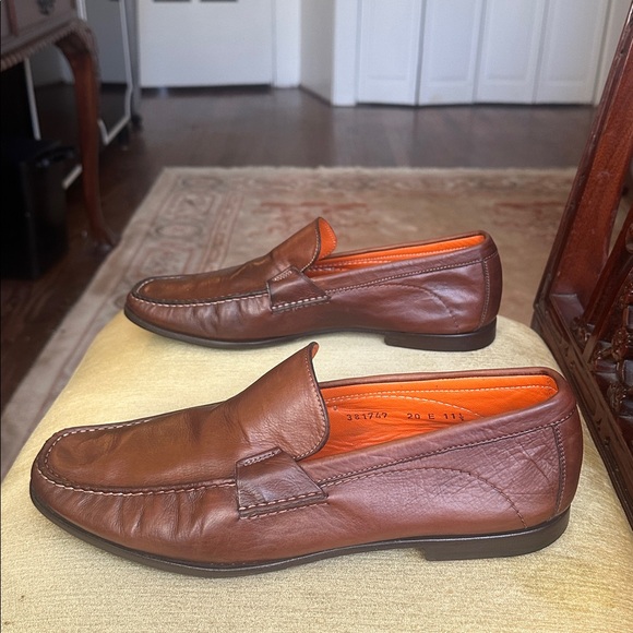Santoni Faith Brown Leather Moc Toe Slip-On Loafer Shoes Men\'s Size 11.5 EE Wide main image 8